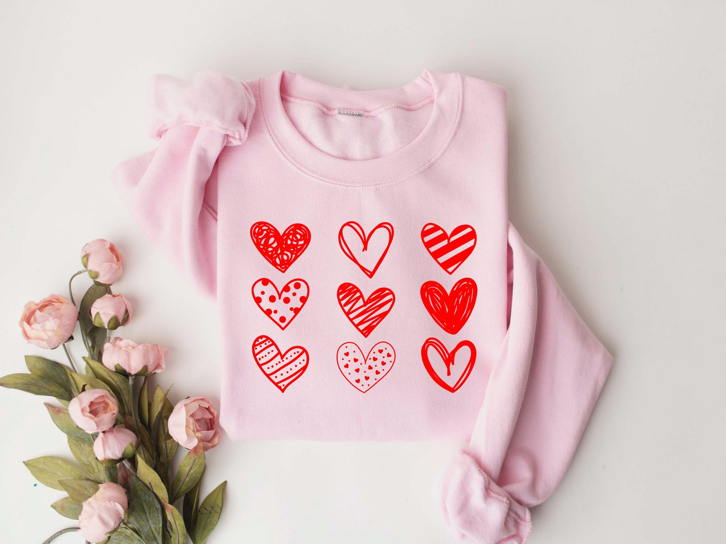 Womens Valentines Hearts Sweatshirt
