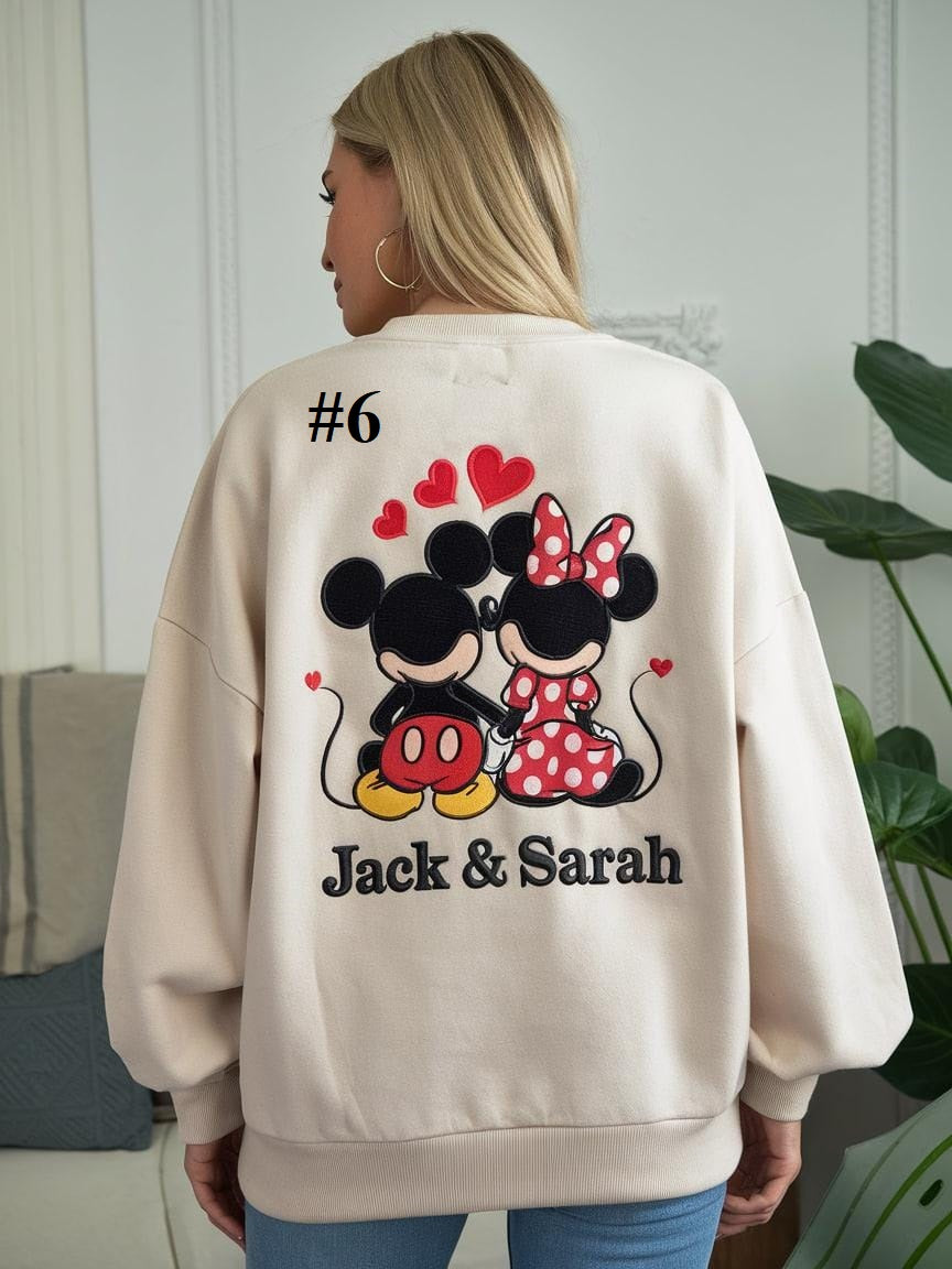 Disney Mickey and Minnie Embroidery Sweatshirt
