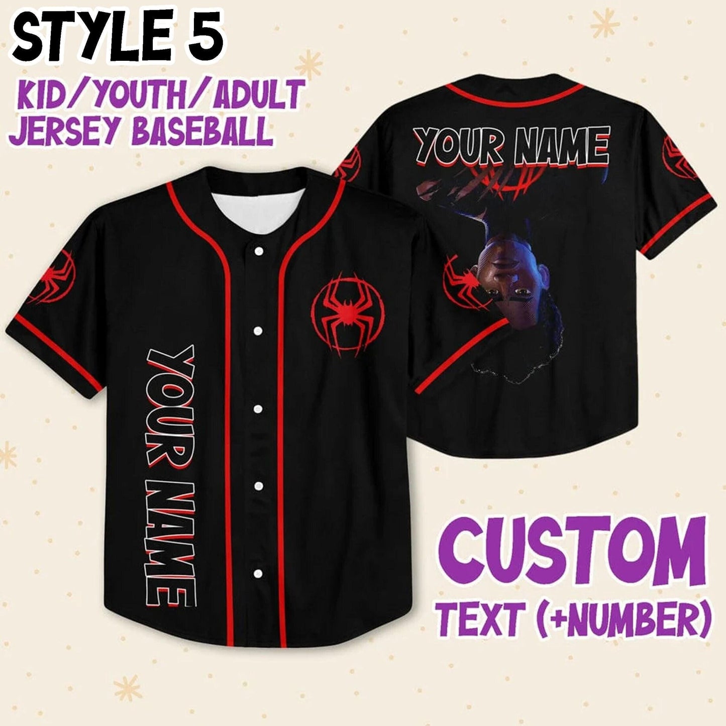 Custom Spider Man Across the Spider Verse Baseball Jersey Team