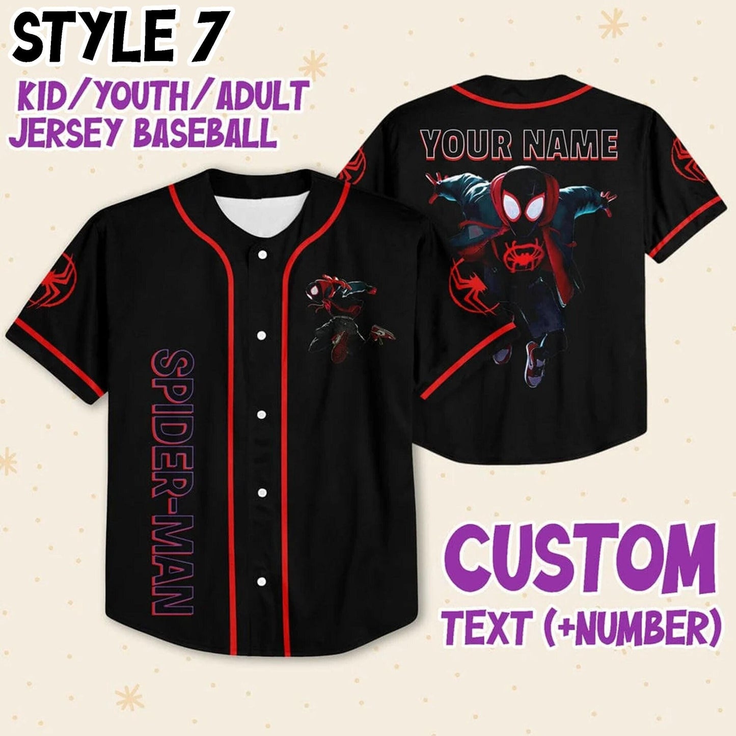 Custom Spider Man Across the Spider Verse Baseball Jersey Team