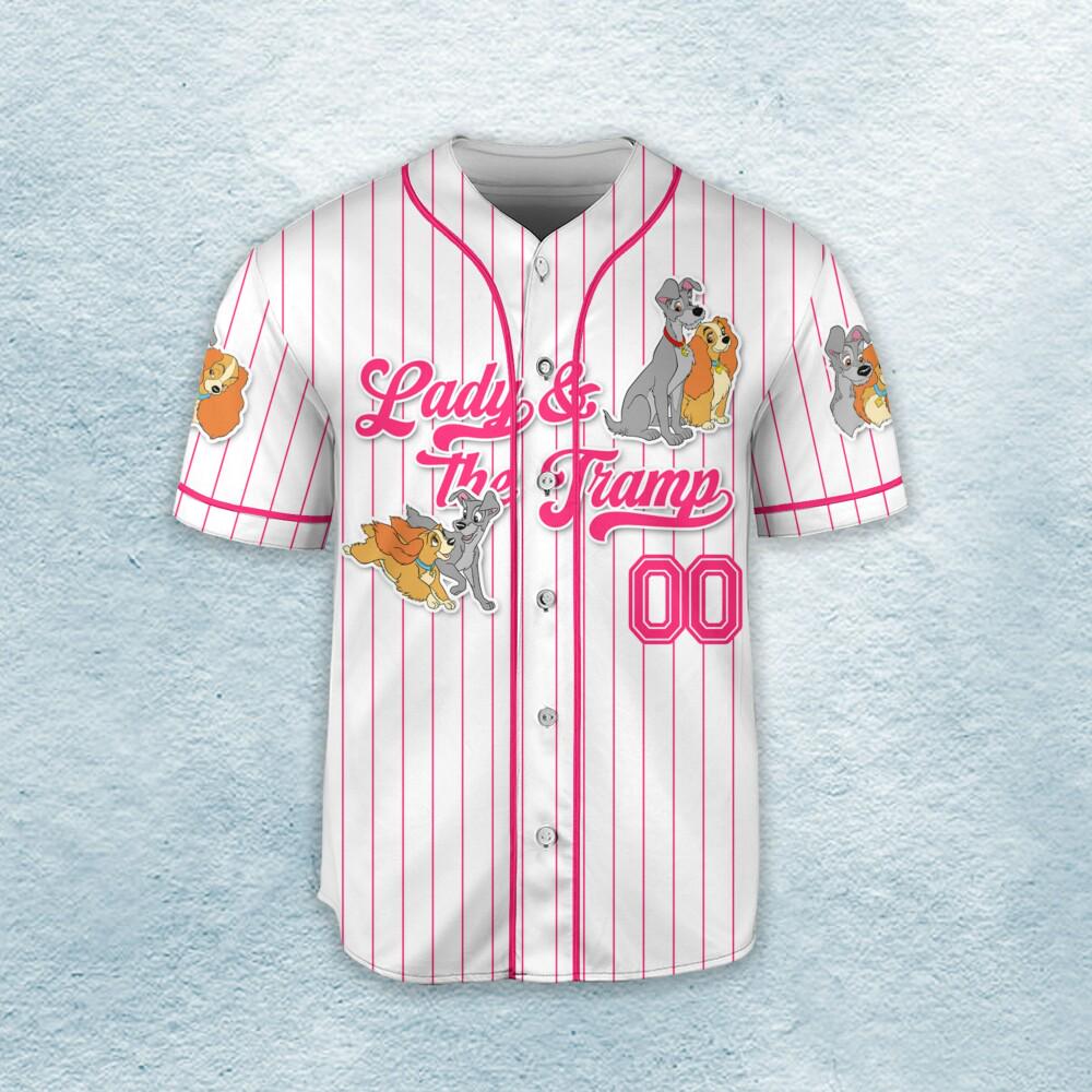 Custom Lady And The Tramp Couple Baseball Jersey for Kids, Youth, Adult