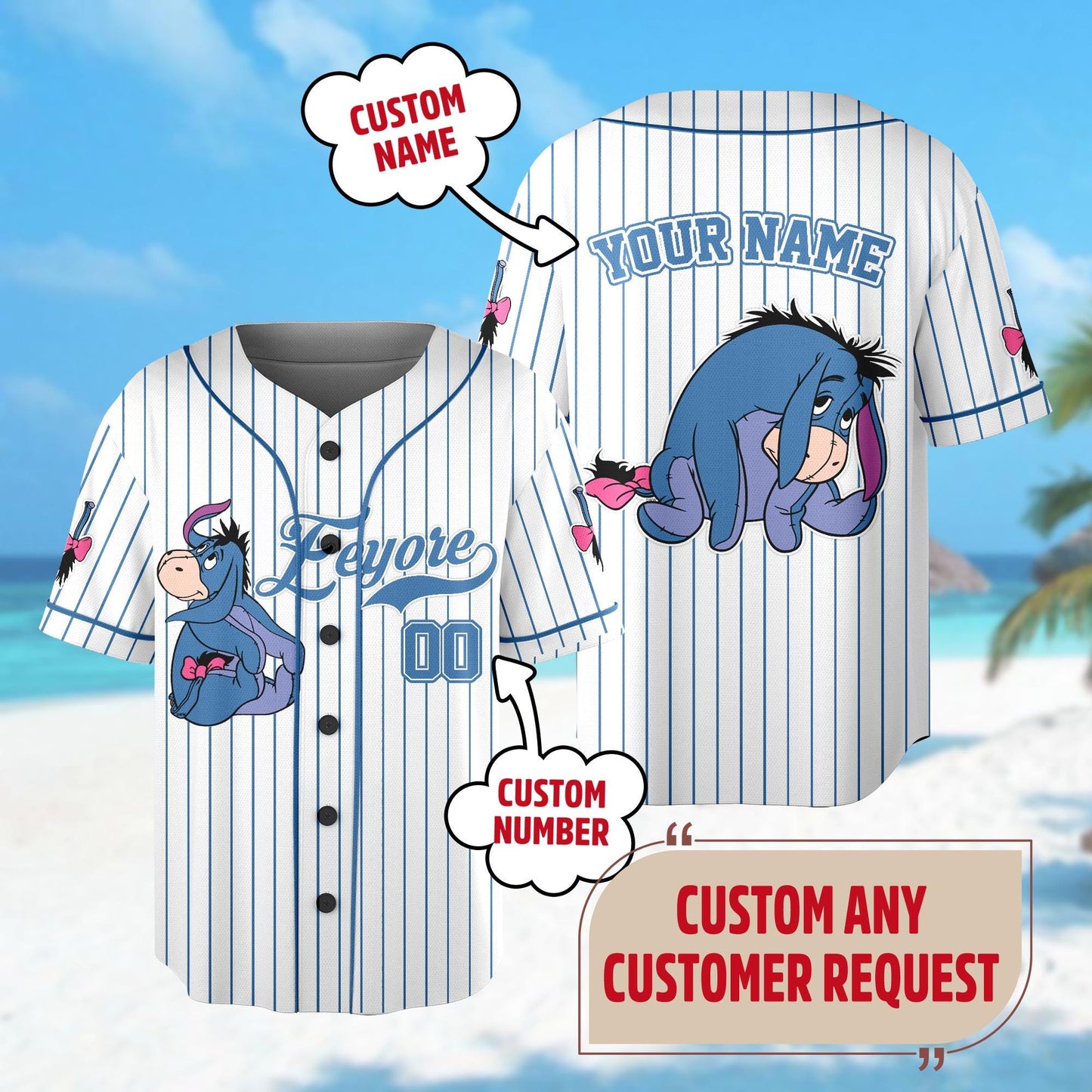 Custom The Winnie Pooh and Friends Baseball Jersey