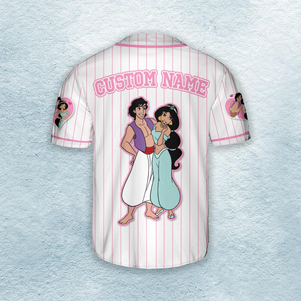 Custom Aladdin & Jasmine Couple Baseball Jersey for Kids, Youth, Adult