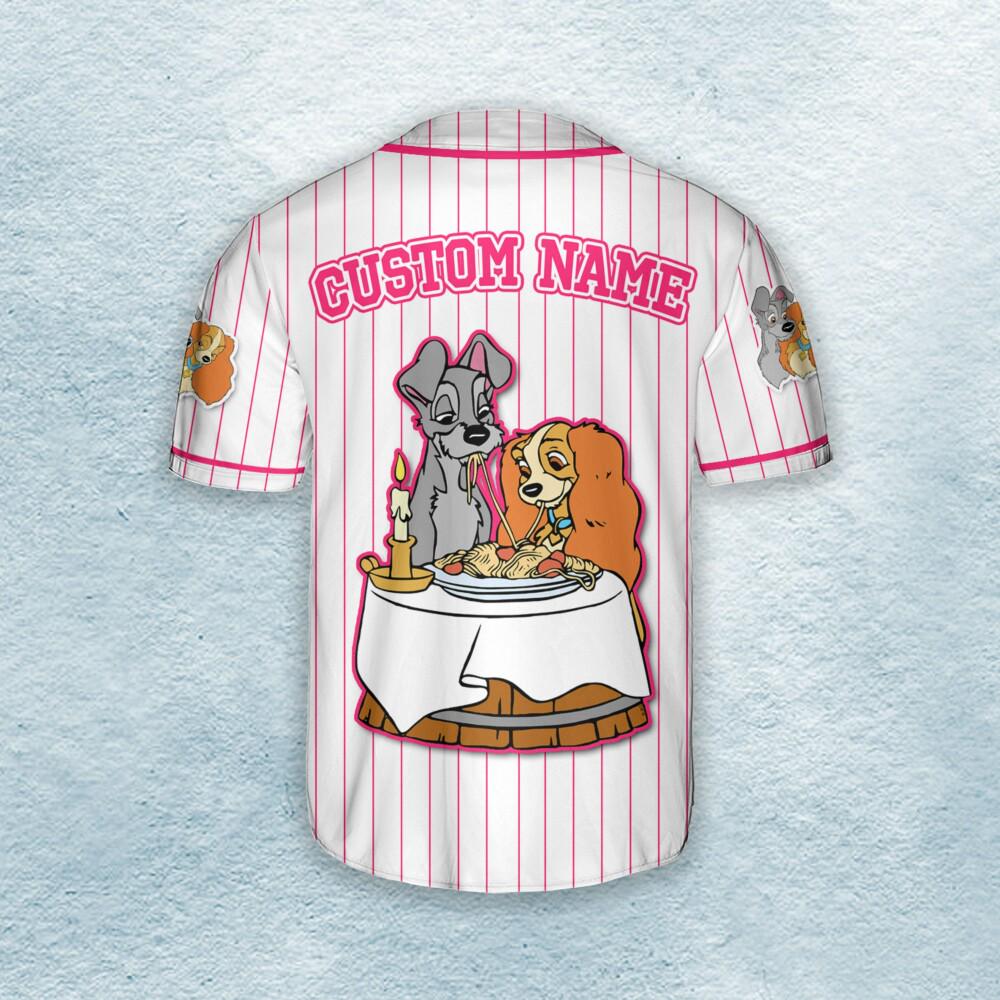Custom Lady And The Tramp Couple Baseball Jersey for Kids, Youth, Adult