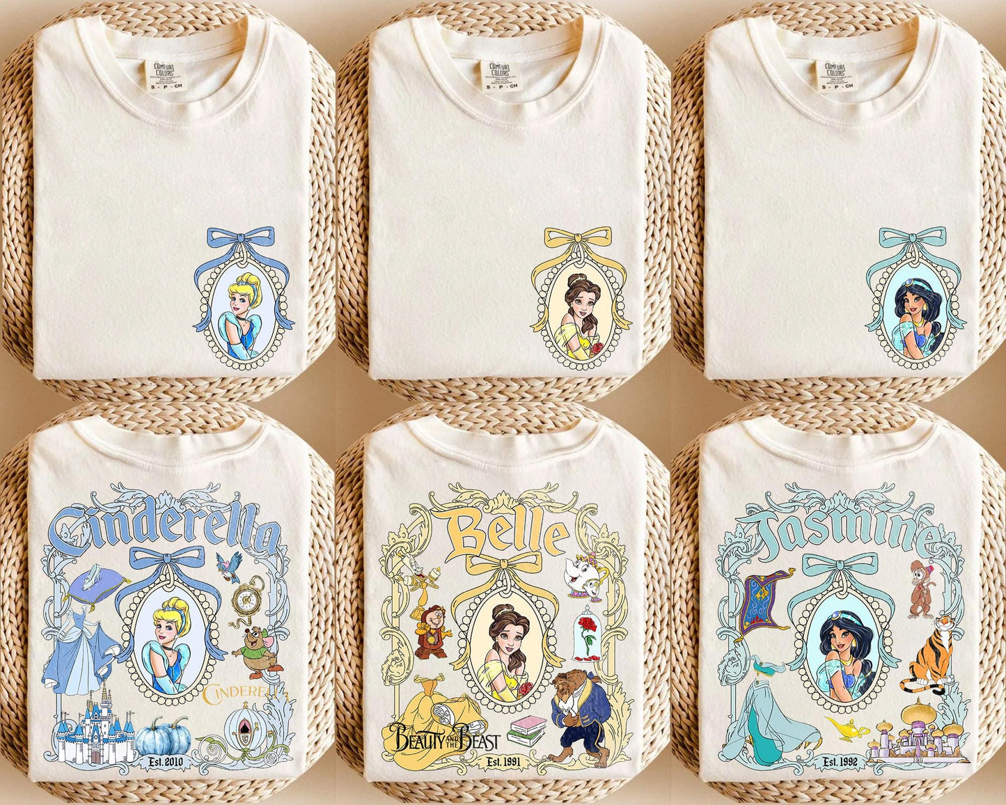 Coquette Bows Disney All Princesses Characters Shirt