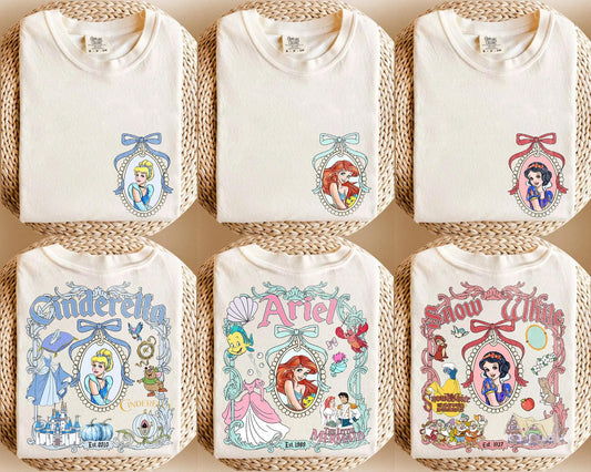 Coquette Bows Disney All Princesses Characters Shirt