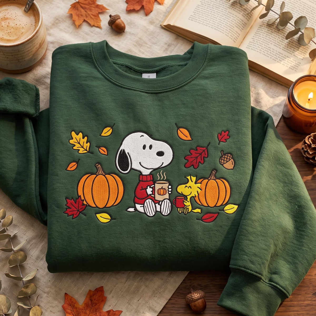 Embroidered Fall Dog Sweatshirt