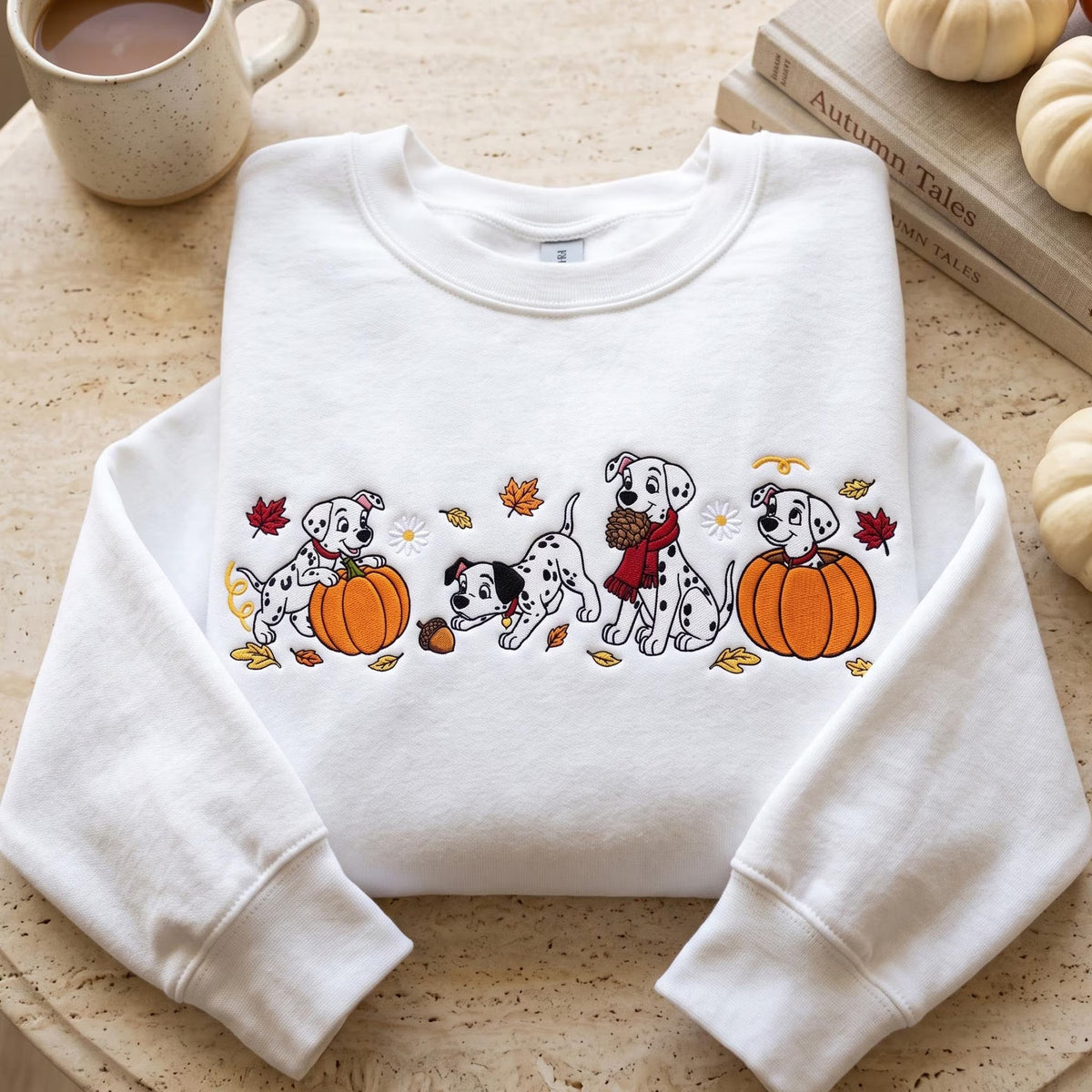 Dalmatians Pumpkin Embroidered Sweatshirt