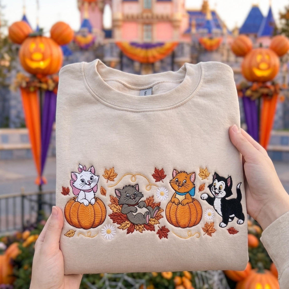 Halloween Cute Cat Embroidered Sweatshirt