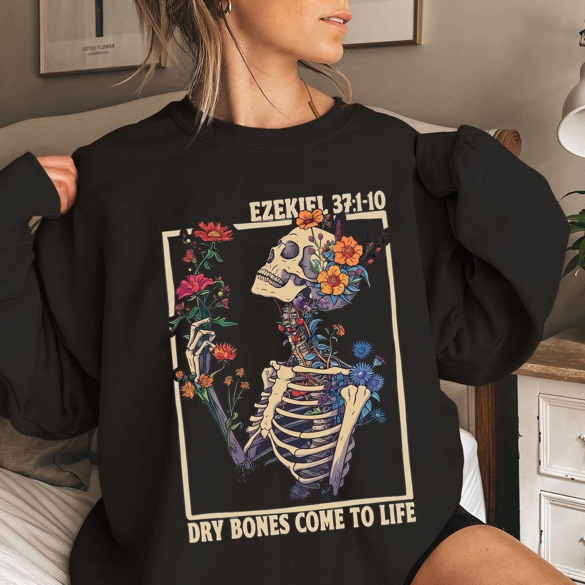 Dry Bones Come To Life Skeleton Floral T-Shirt