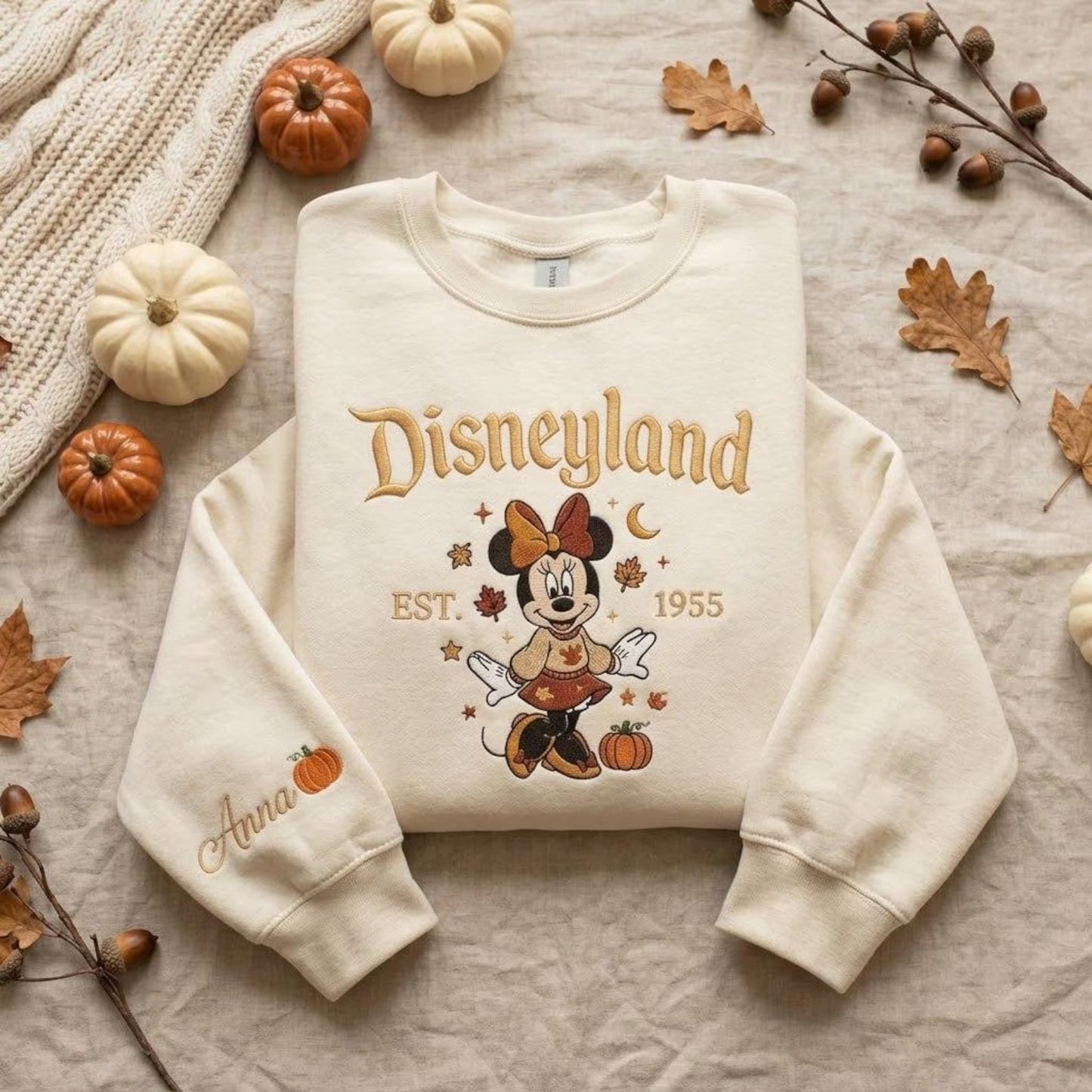 Personalized Disneyland Mouse Pumpkin Embroidered Sweatshirt