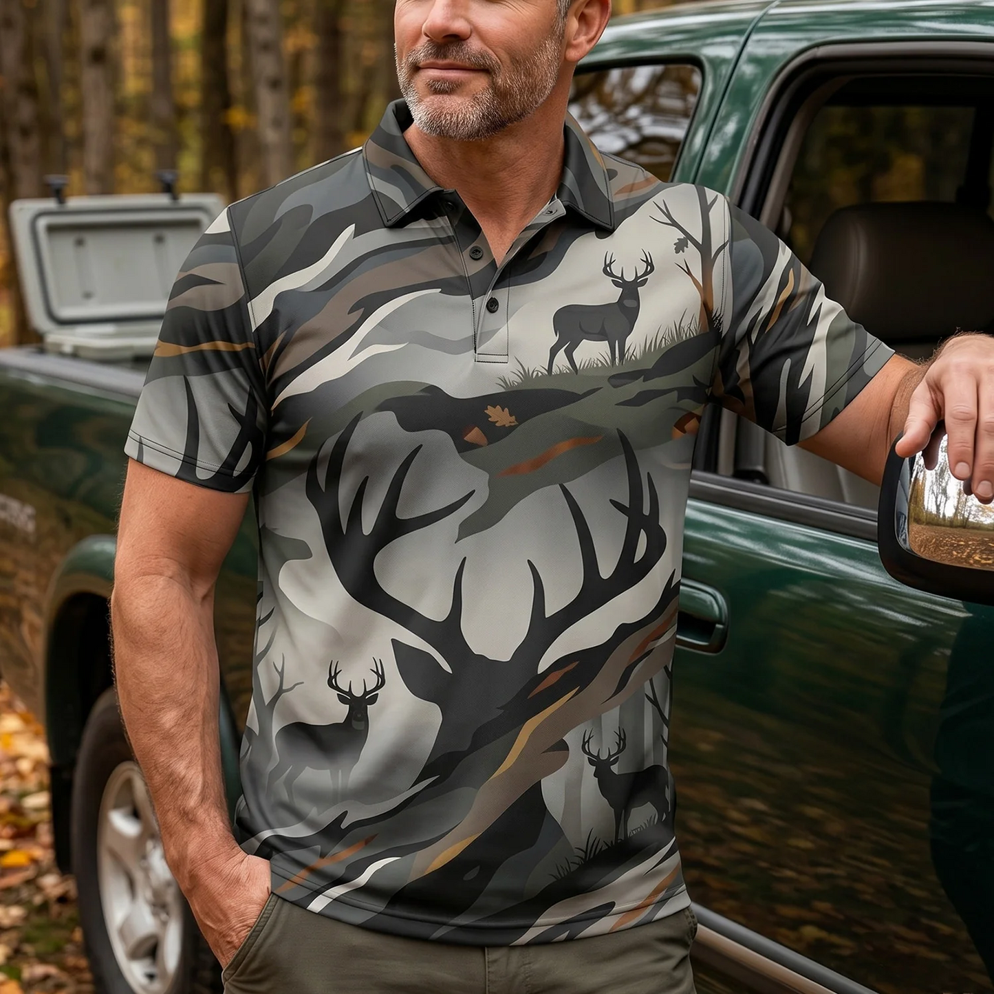 Whitetail Deer Hunting Polo Shirt TH3000