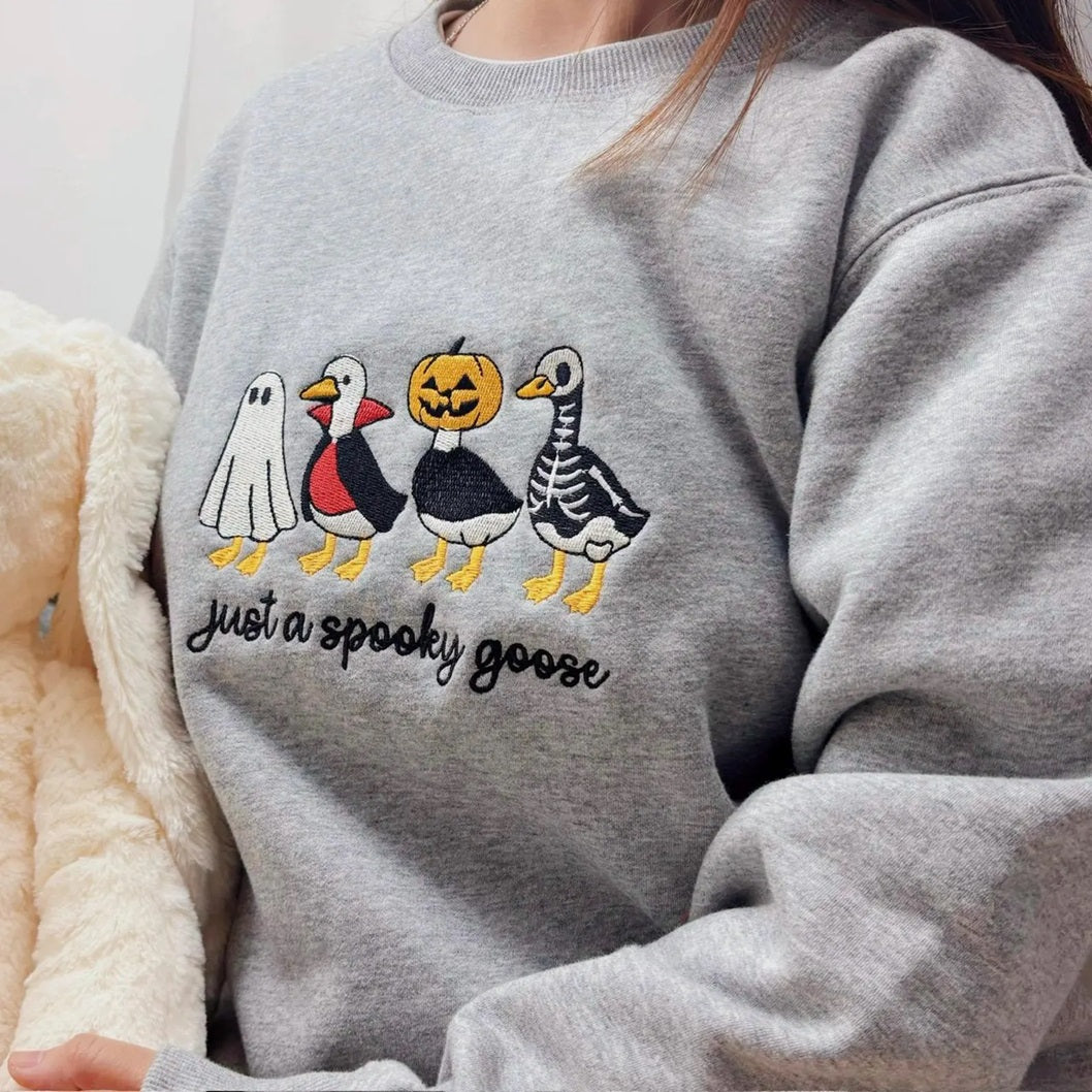 Spooky Goose Embroidered Sweatshirt