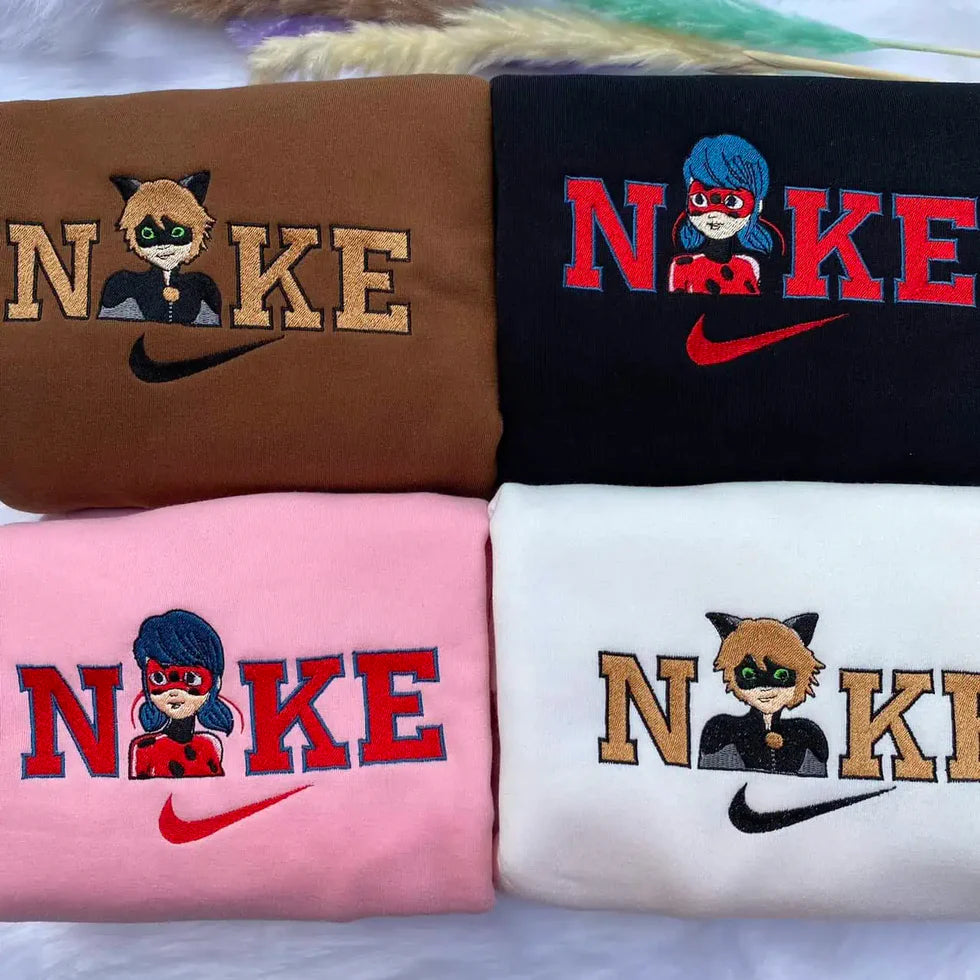 Ladybug and Cat Noir Embroidered Sweatshirt