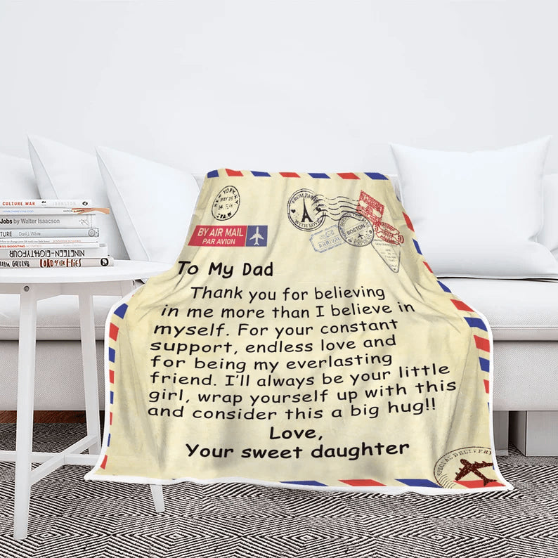 Dad - Personalized Giant Post Card Blanket - From Daughter