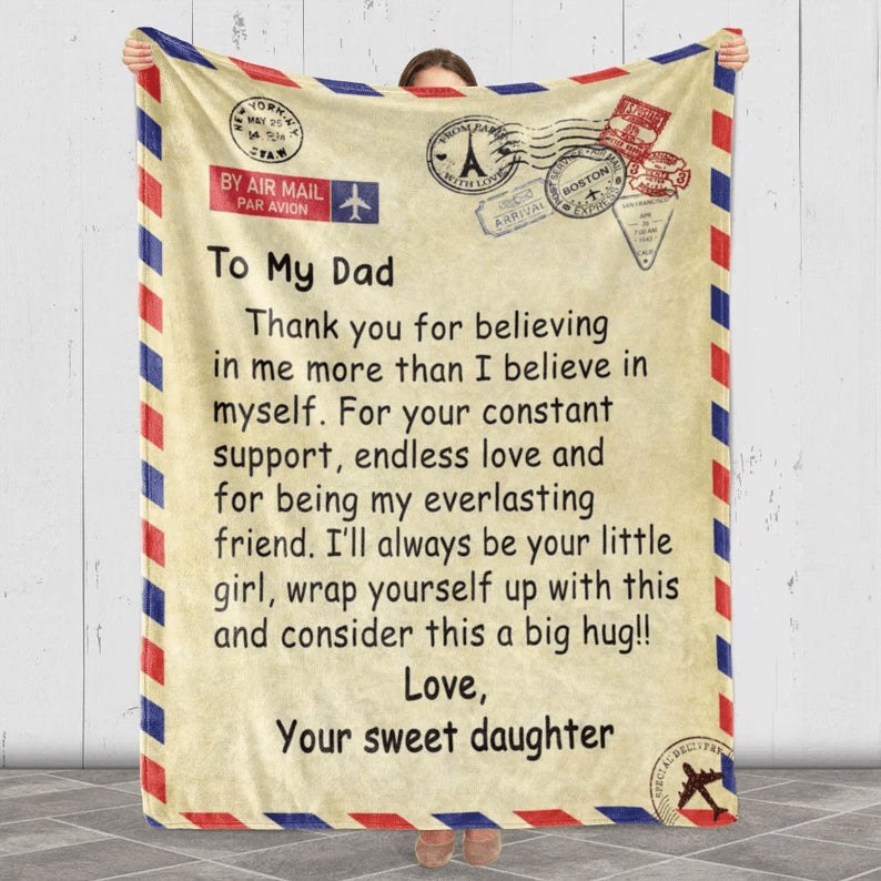 Dad - Personalized Giant Post Card Blanket - From Daughter