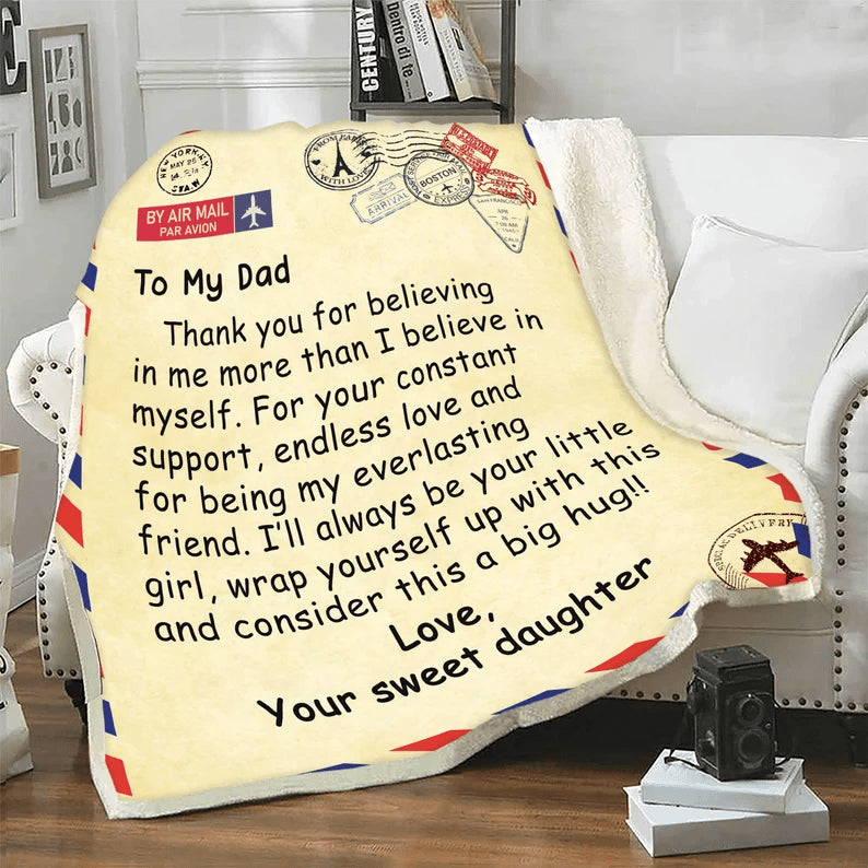Dad - Personalized Giant Post Card Blanket - From Daughter