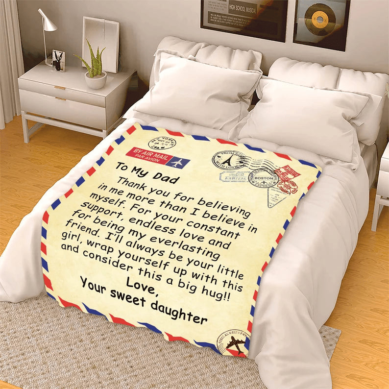 Dad - Personalized Giant Post Card Blanket - From Daughter