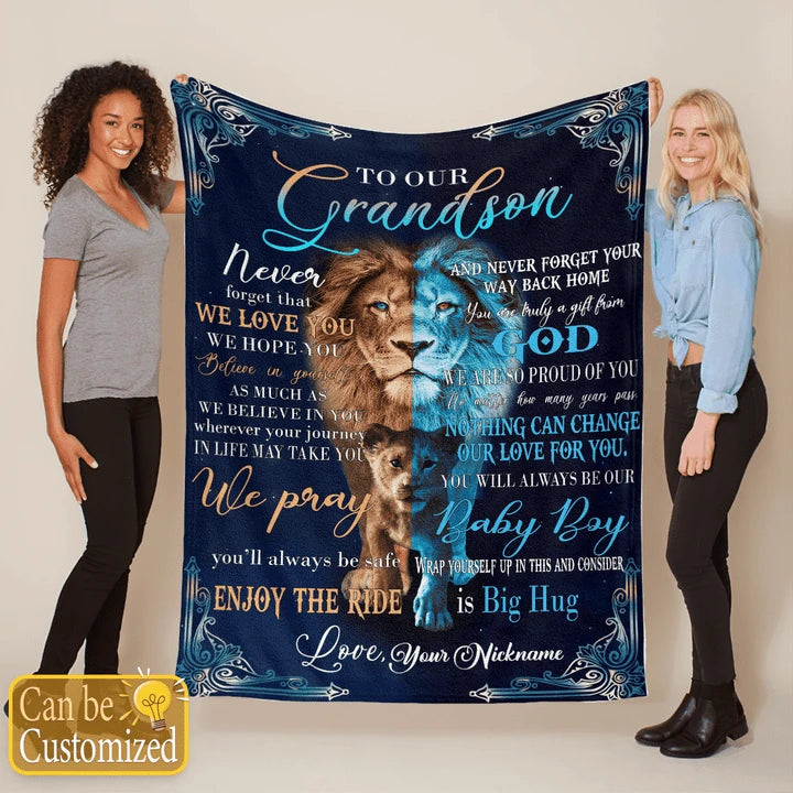 TO OUR GRANDSON GIFTS FROM GRANDPA GRANDMA PERSONALIZED BLANKET