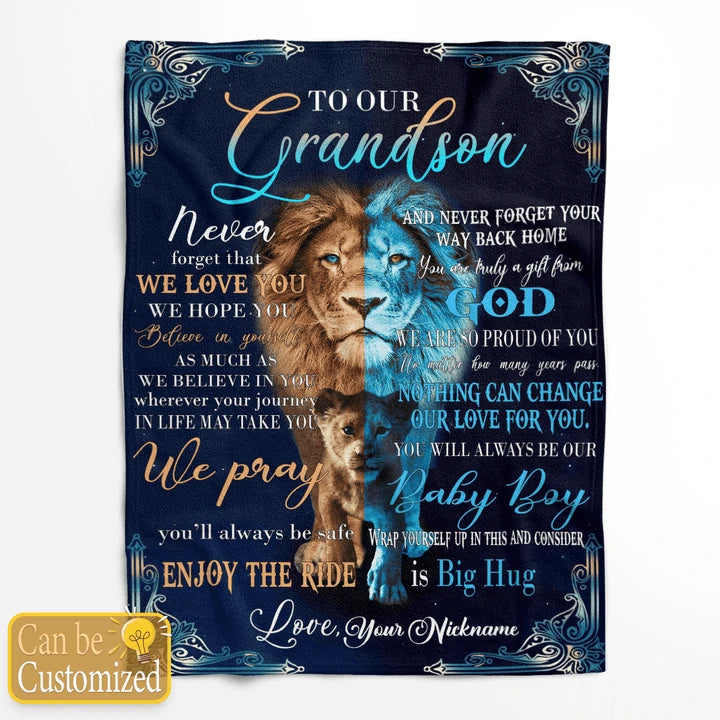 TO OUR GRANDSON GIFTS FROM GRANDPA GRANDMA PERSONALIZED BLANKET