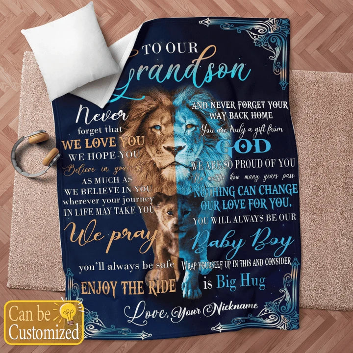 TO OUR GRANDSON GIFTS FROM GRANDPA GRANDMA PERSONALIZED BLANKET