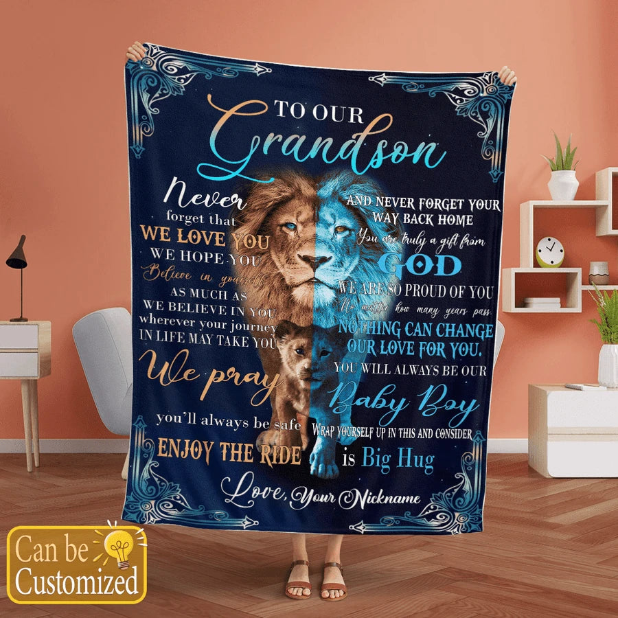 TO OUR GRANDSON GIFTS FROM GRANDPA GRANDMA PERSONALIZED BLANKET