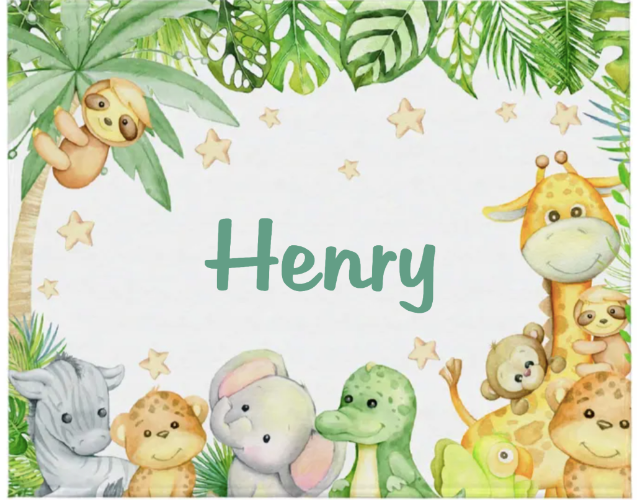 Customized Safari Jungle Blanket Baby Gift