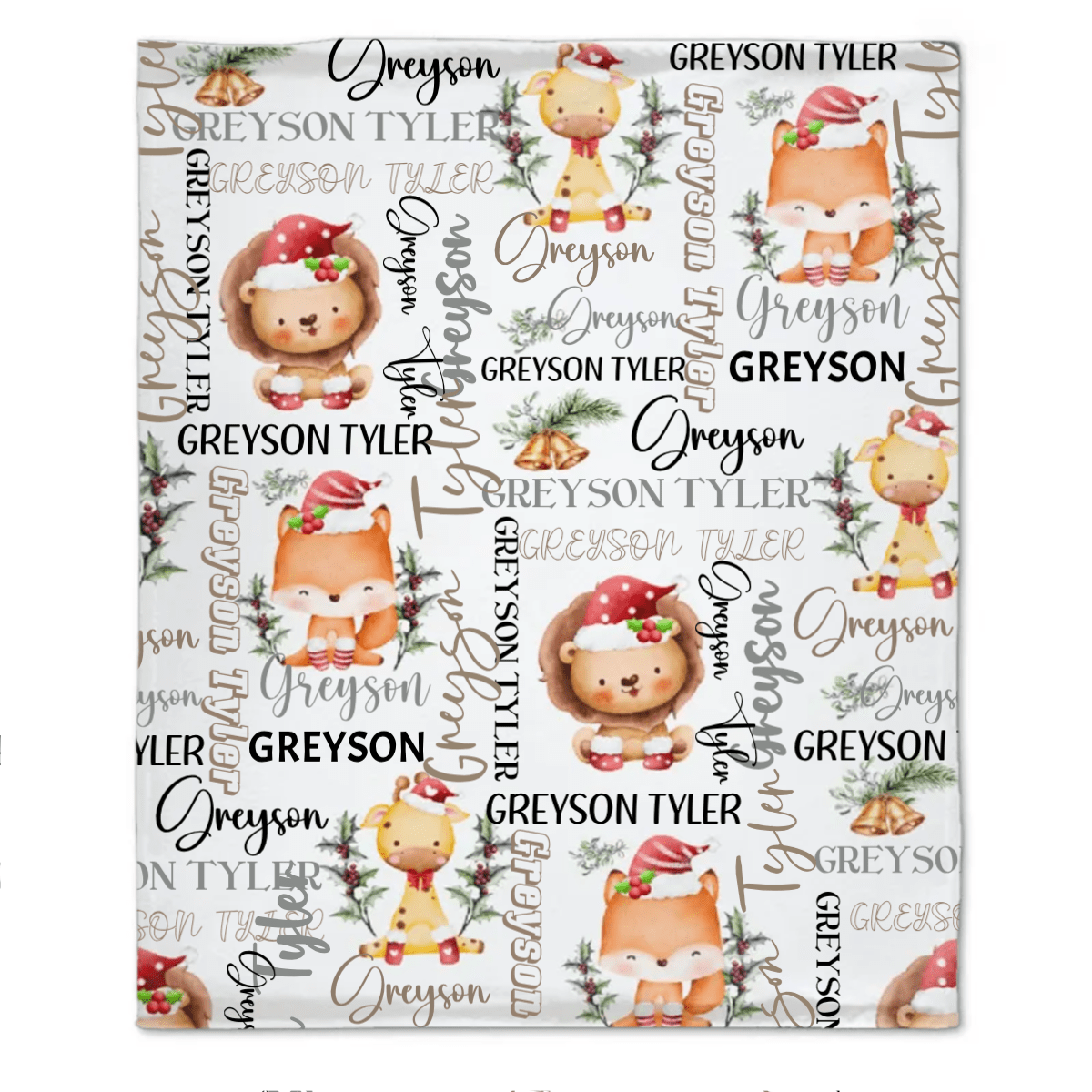 Custom Name Safari Baby Blanket Personalized Gift For Kids