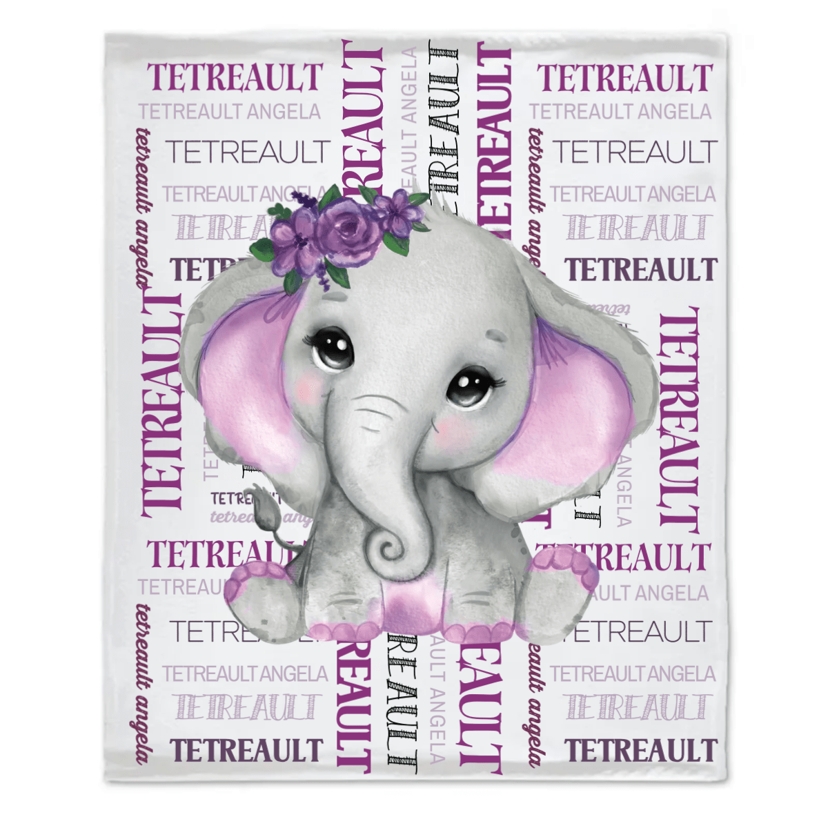 Elephant Bear Name Custom Blanket - Personalized Gift Ideas For Kids