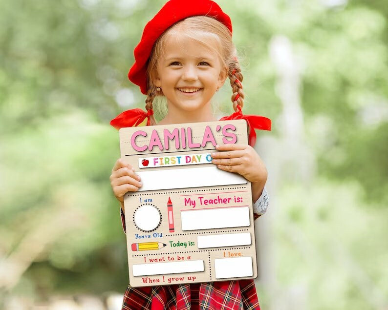 Custom First Day Of School Board Sign Back to School Personalized Gift