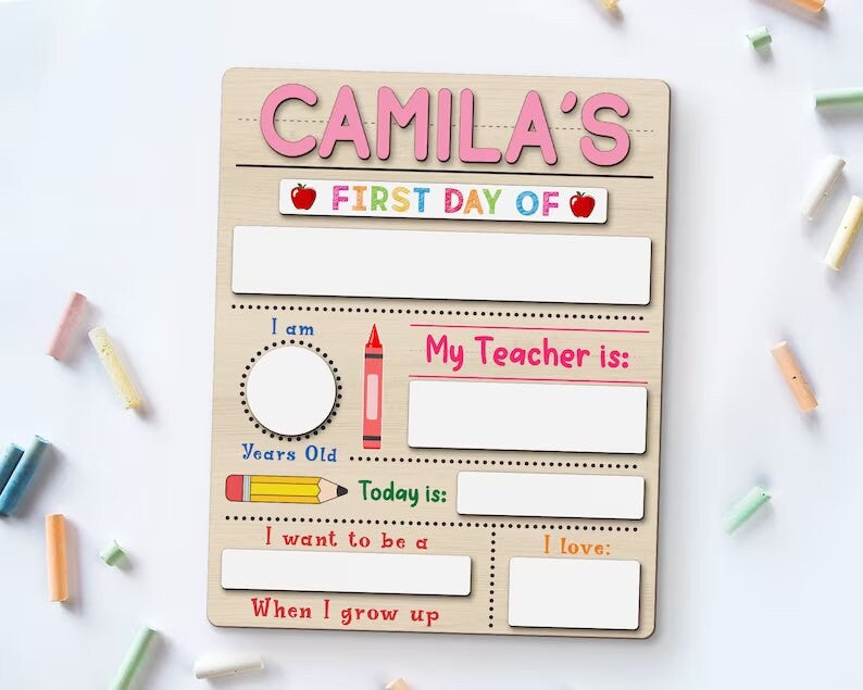 Custom First Day Of School Board Sign Back to School Personalized Gift