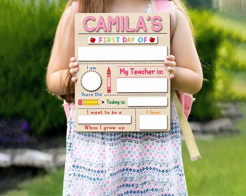 Custom First Day Of School Board Sign Back to School Personalized Gift