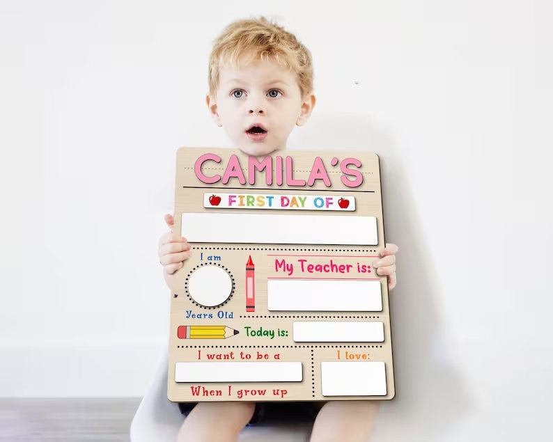 Custom First Day Of School Board Sign Back to School Personalized Gift