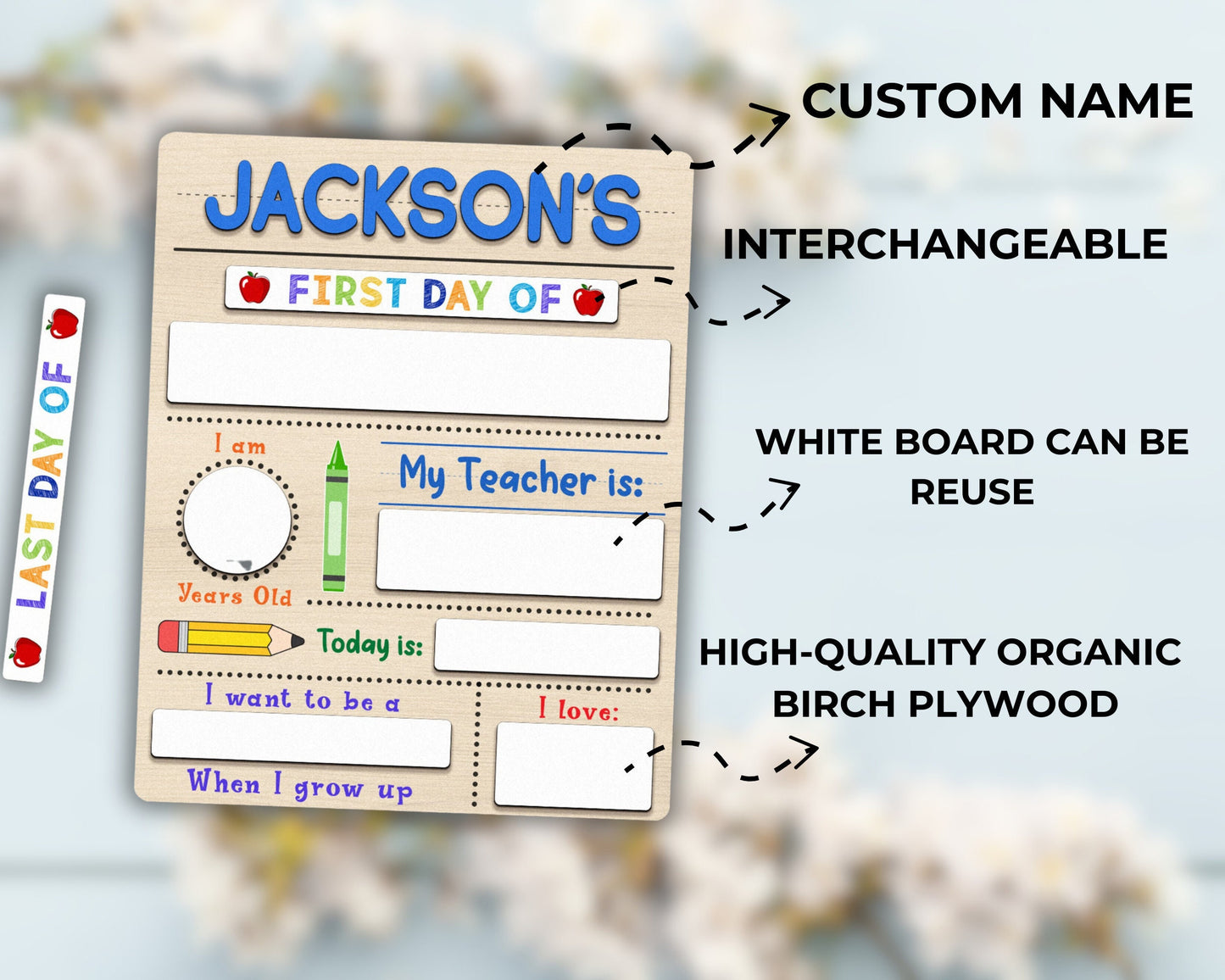 Custom First Day Of School Board Sign Back to School Personalized Gift