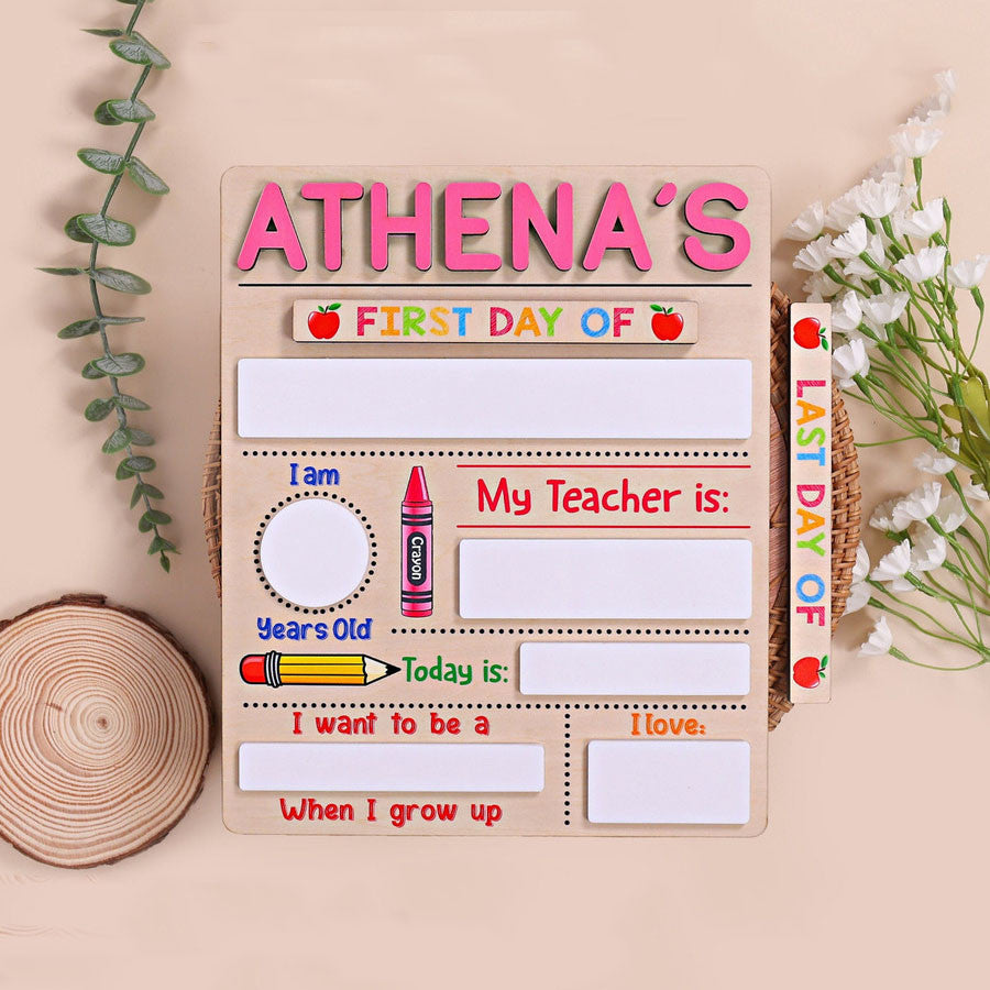 Custom First Day Of School Board Sign Back to School Personalized Gift