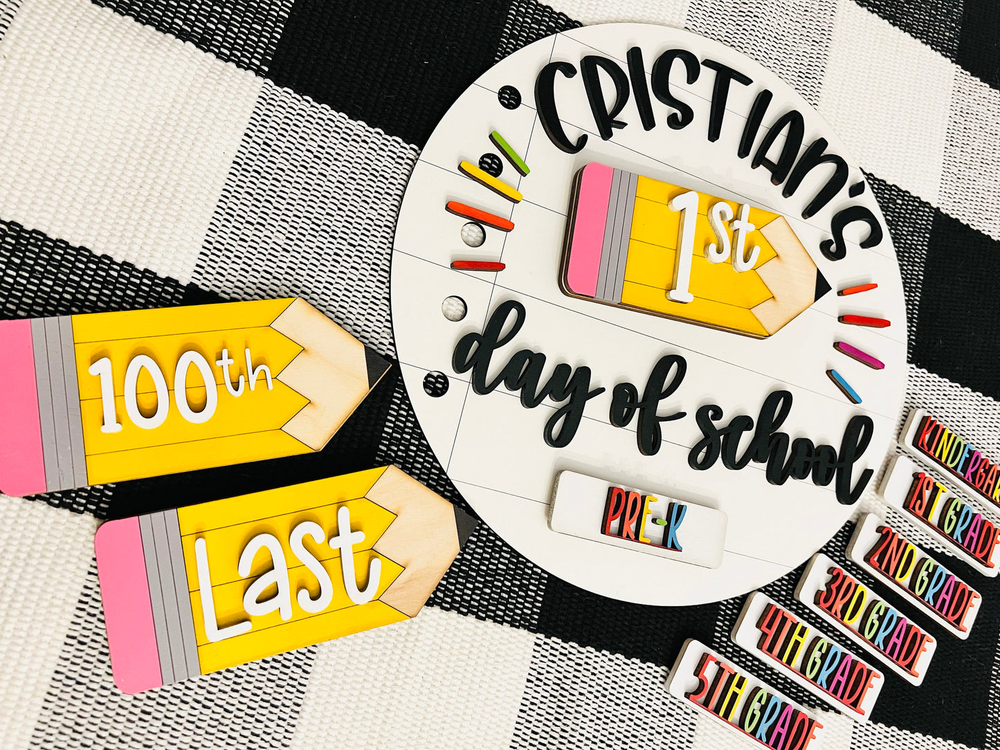 Kids Name Interchangeable First Day of School Sign