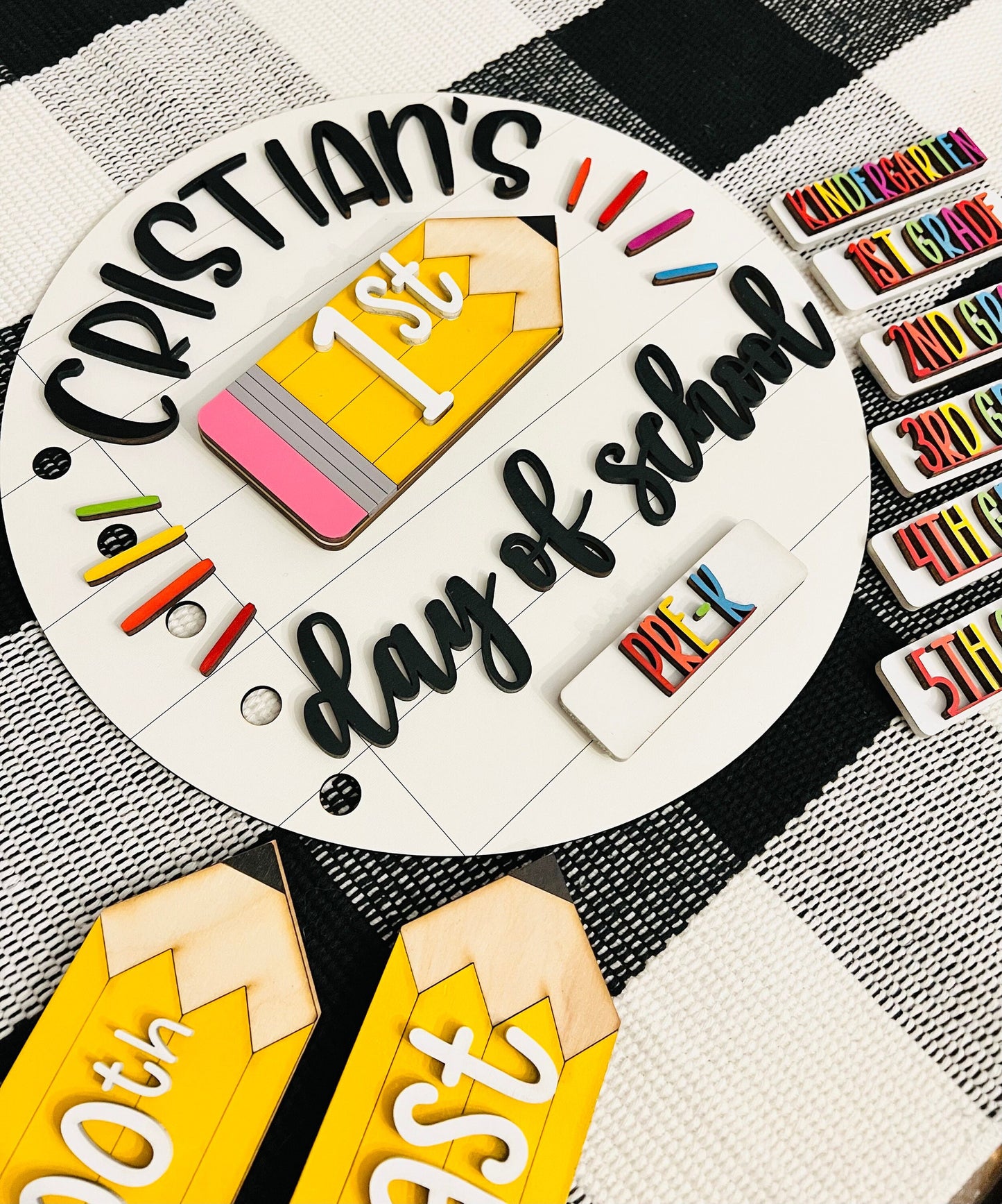 Kids Name Interchangeable First Day of School Sign