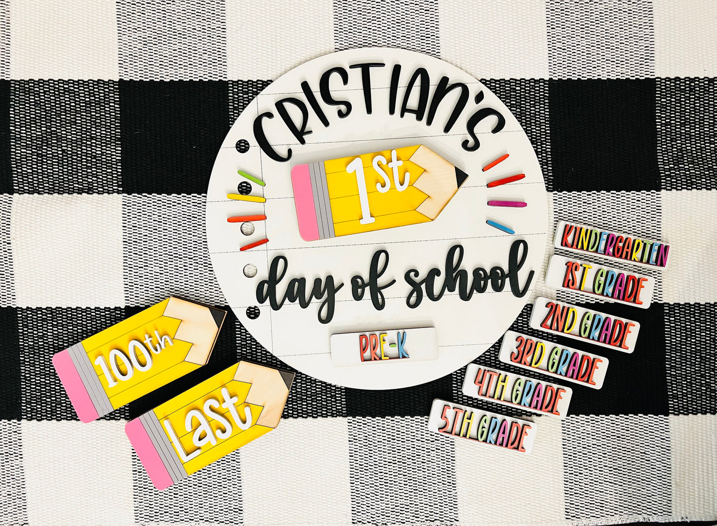 Kids Name Interchangeable First Day of School Sign