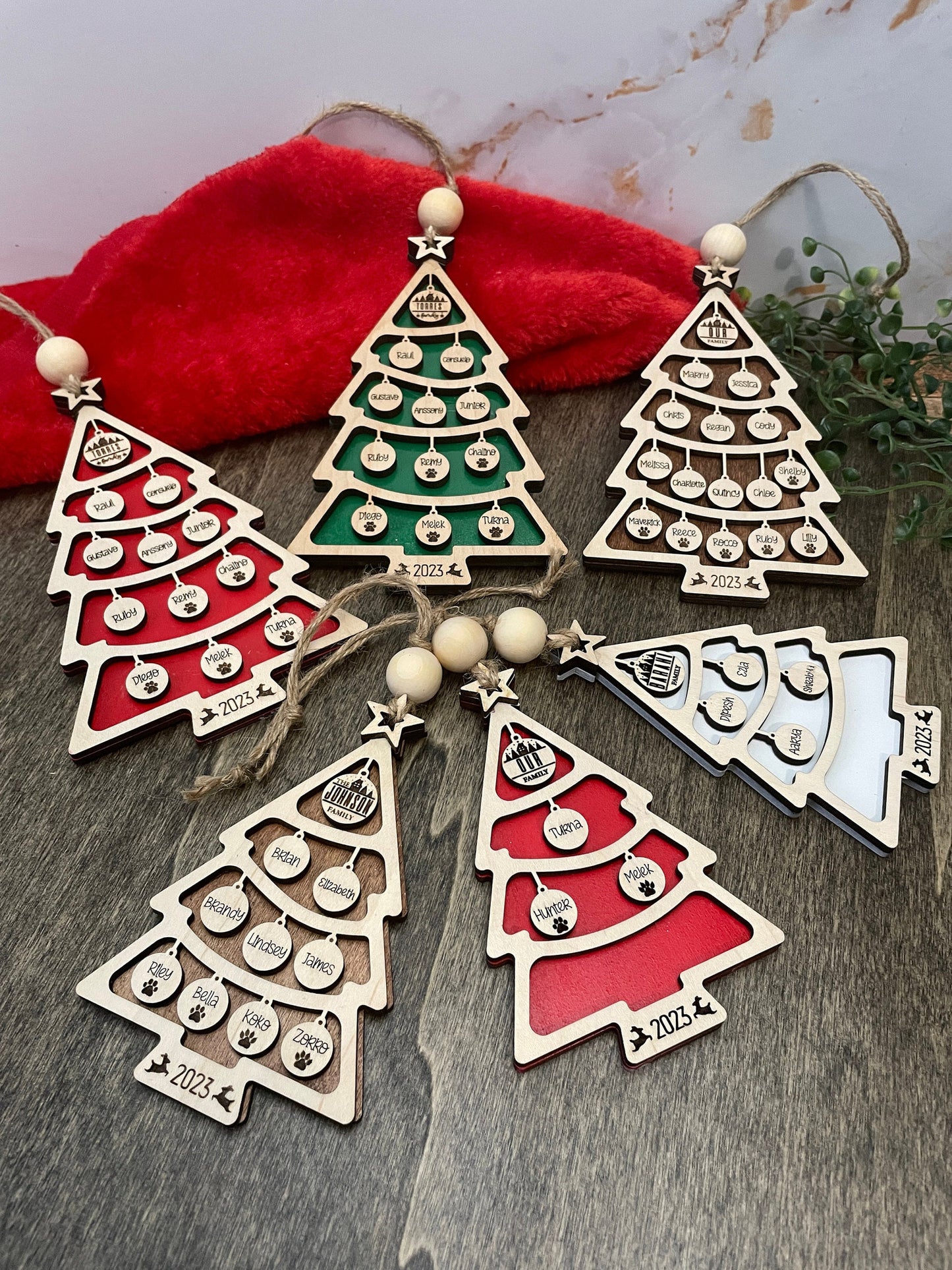 Big Family Name Christmas Tree Personalized Family Christmas Ornament