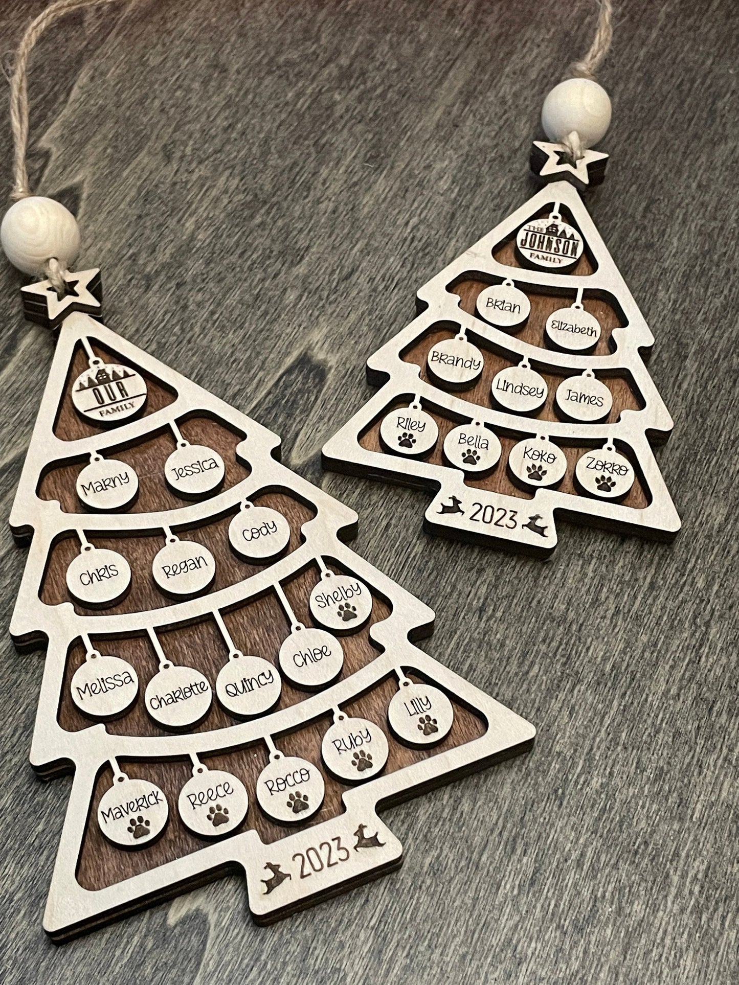 Big Family Name Christmas Tree Personalized Family Christmas Ornament