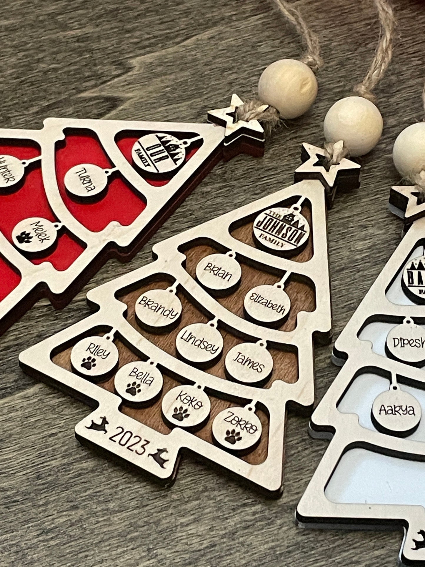 Big Family Name Christmas Tree Personalized Family Christmas Ornament