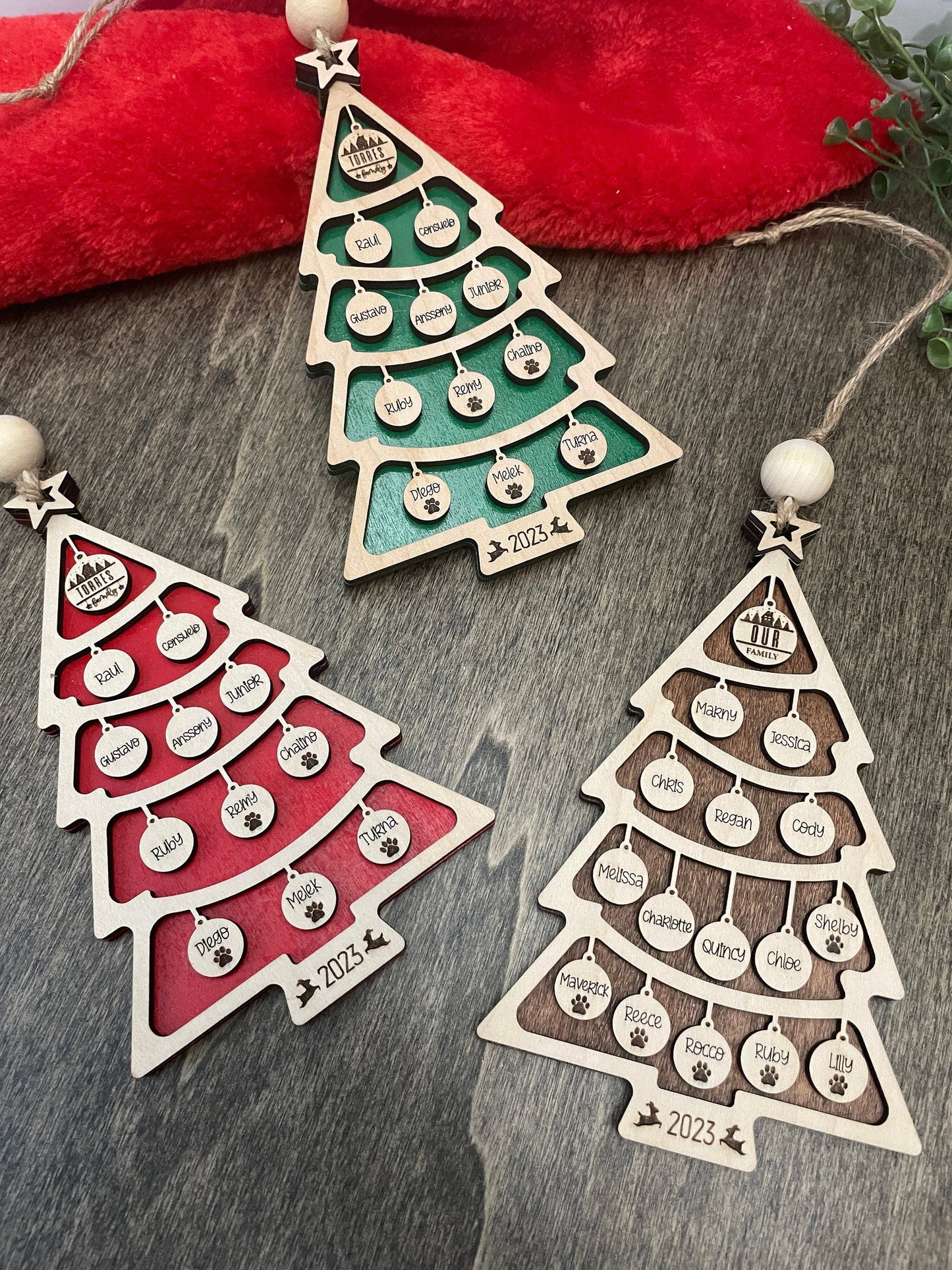 Big Family Name Christmas Tree Personalized Family Christmas Ornament