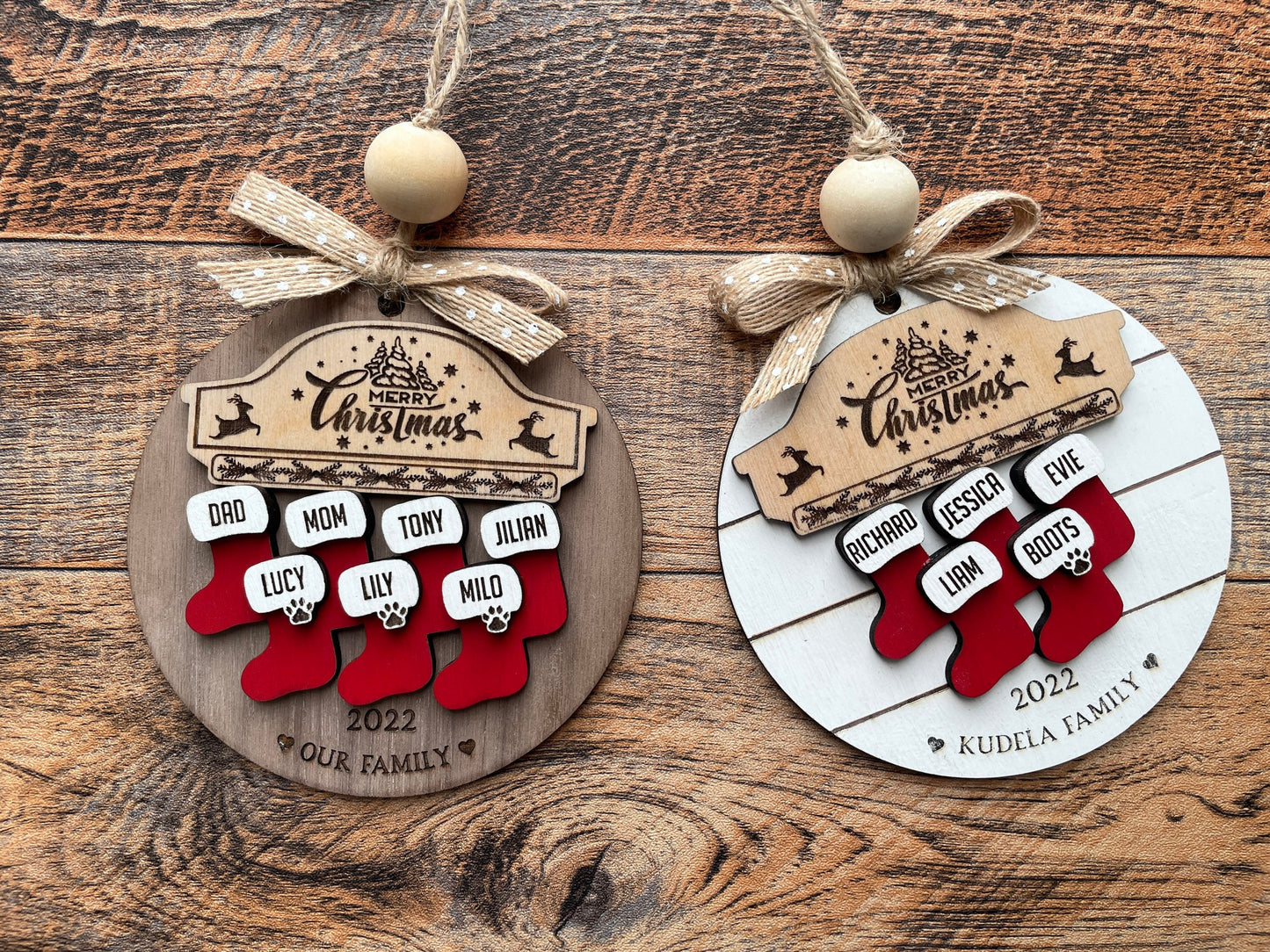 Personalized Stockings Family Christmas Ornaments