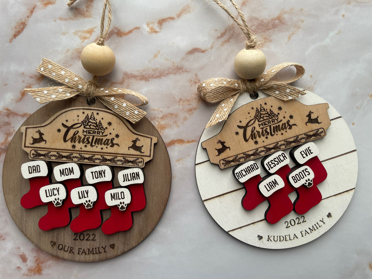 Personalized Stockings Family Christmas Ornaments