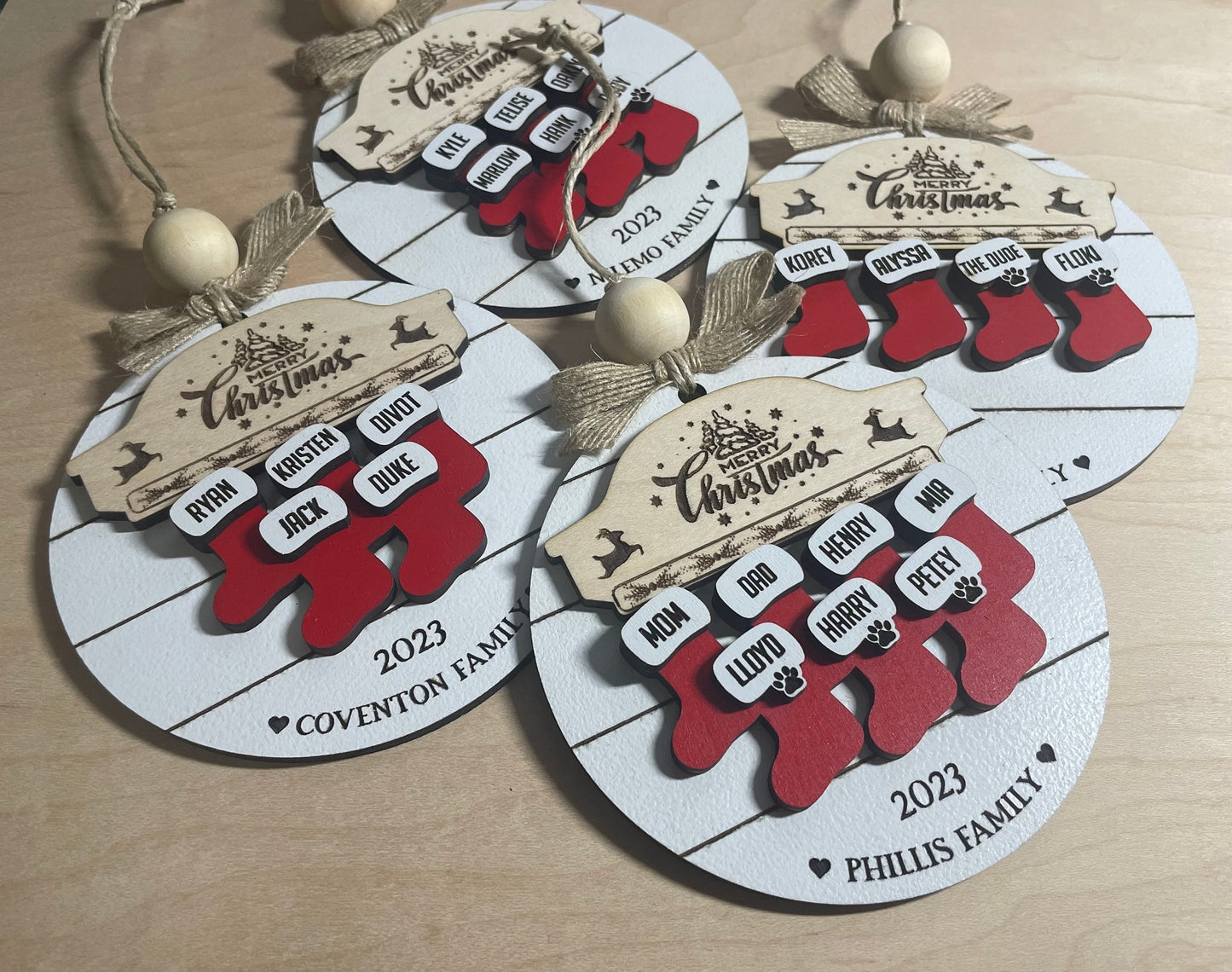 Personalized Stockings Family Christmas Ornaments