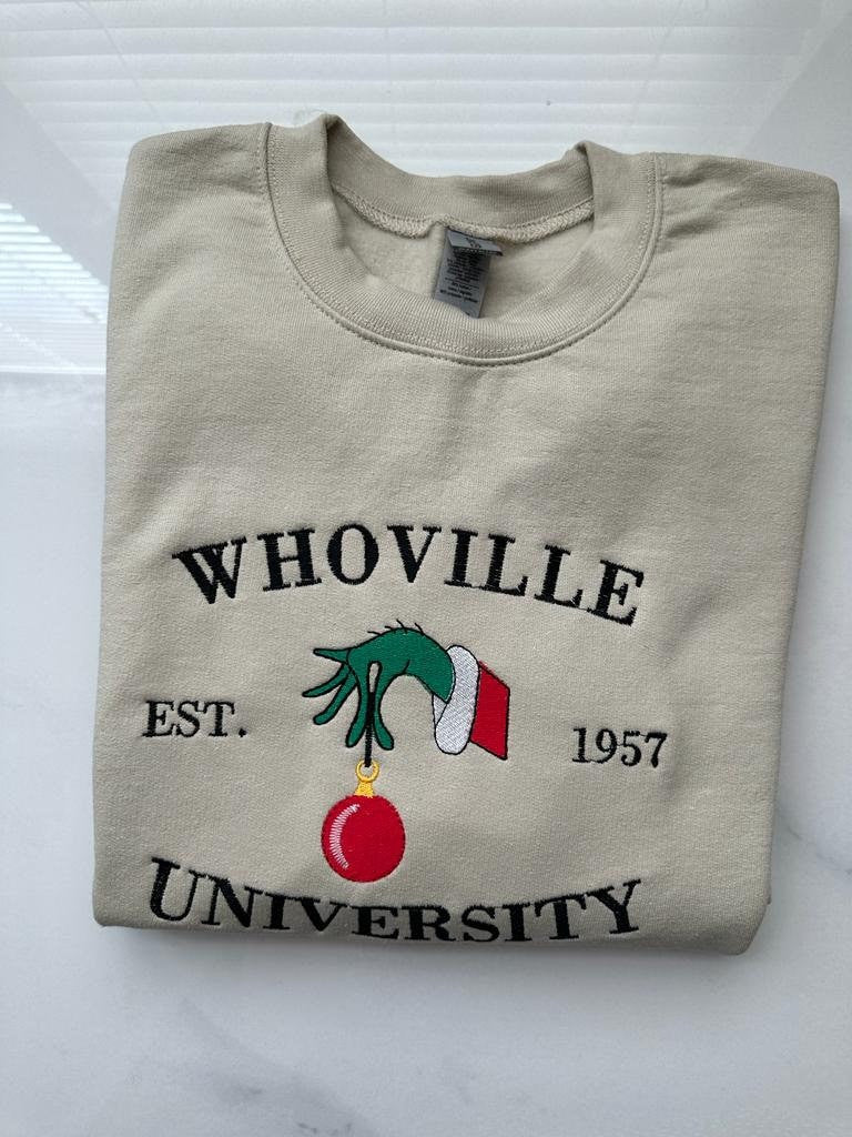 Christmas Whoville University Embroidered Sweatshirt