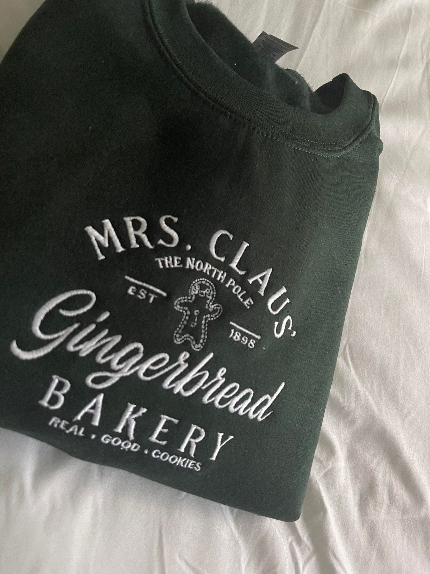 Mrs Claus Gingerbread Christmas Embroidered Sweatshirt