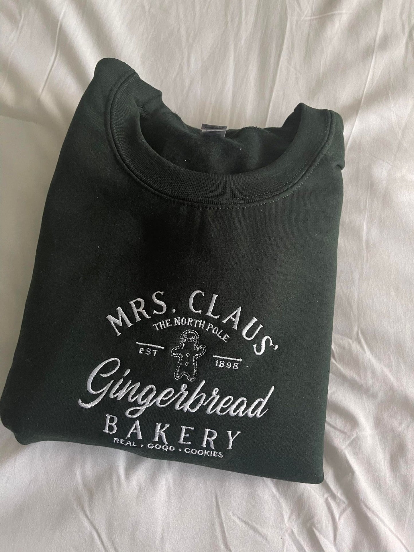 Mrs Claus Gingerbread Christmas Embroidered Sweatshirt