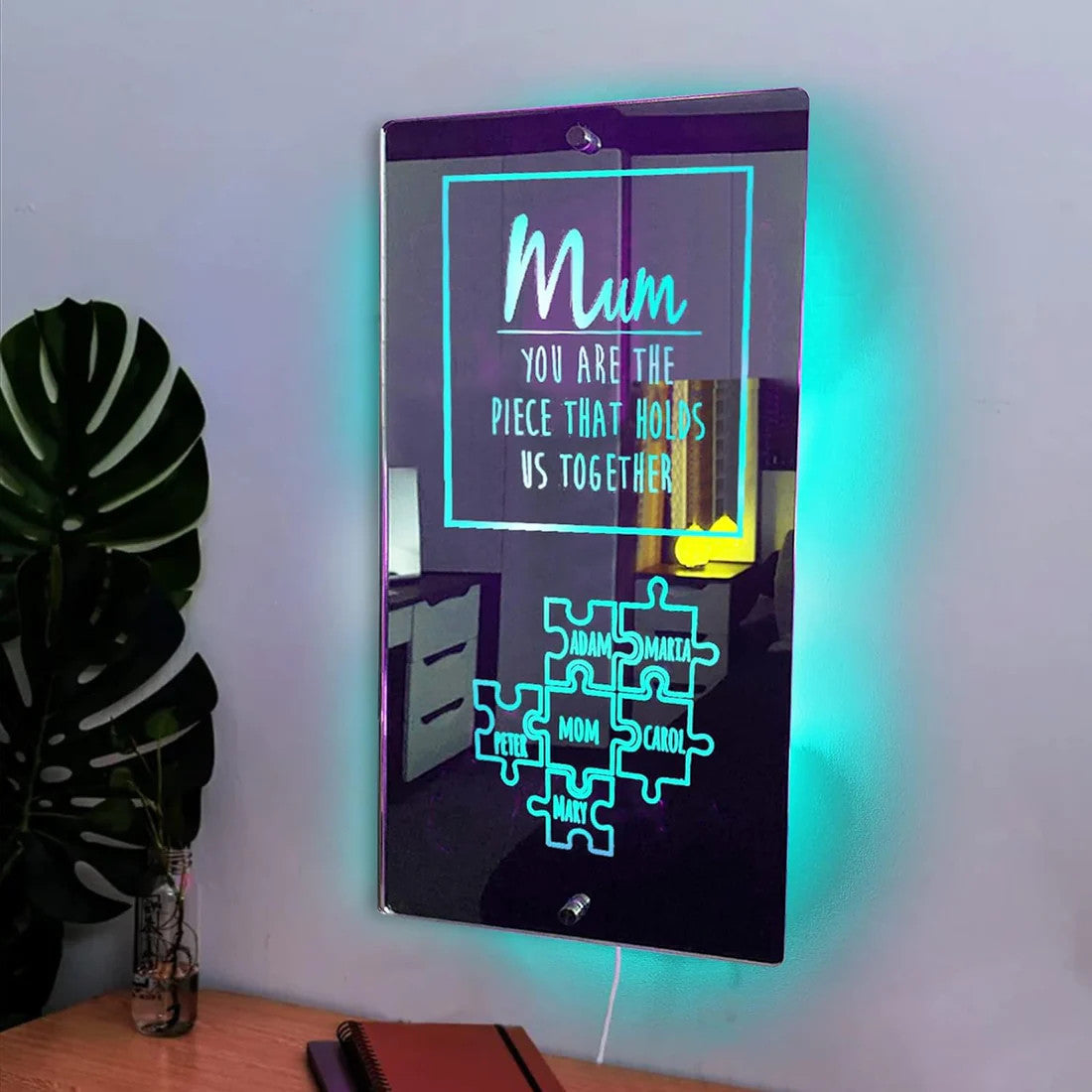 Custom Family Puzzle Mirror Light