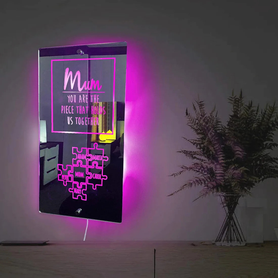 Custom Family Puzzle Mirror Light
